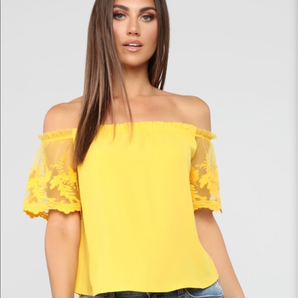 Yellow Off Shoulder Fashion Nova Top